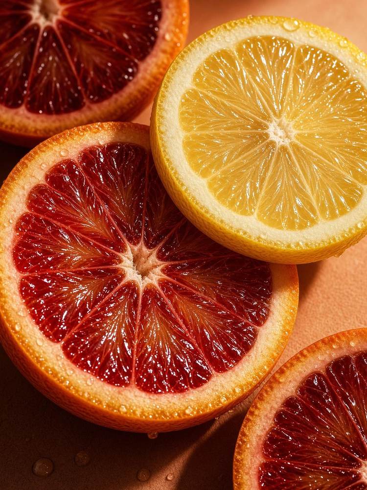 Citrus slices in close detail